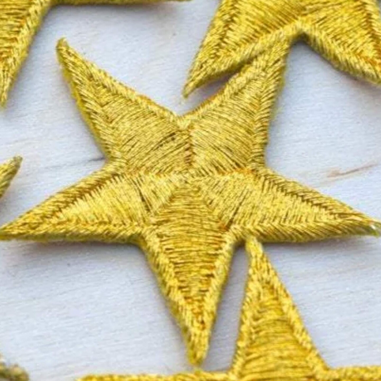 5 Pieces Jumbo Gold Star Embroidery Patches with Metallic Thread Iron On 2.5&#x22; Large Craft