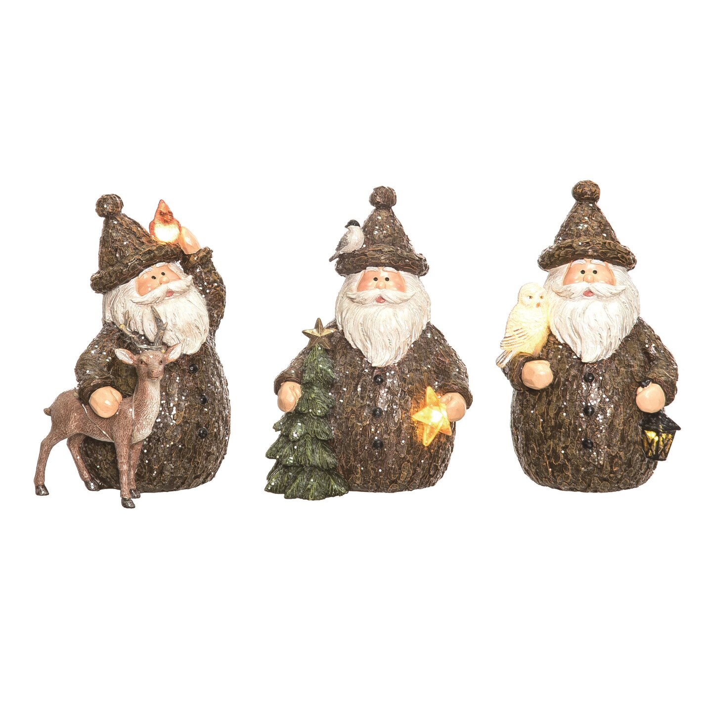 Resin Light Up Rustic Santa Figurine Set of 3 Christmas Decor | Michaels
