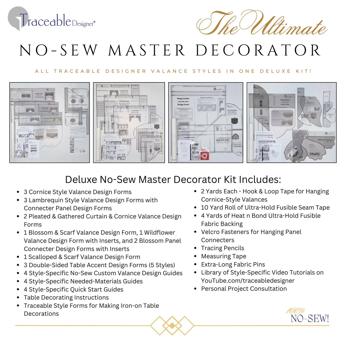 Deluxe Multi-Style Master Decorator Kit | Custom Window Valances &#x26; Table Decorating Without Sewing