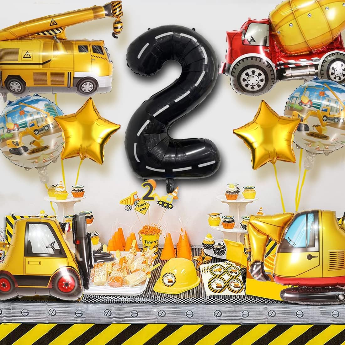 Construction Truck Balloons Party Supplies for Boys 2nd Birthday