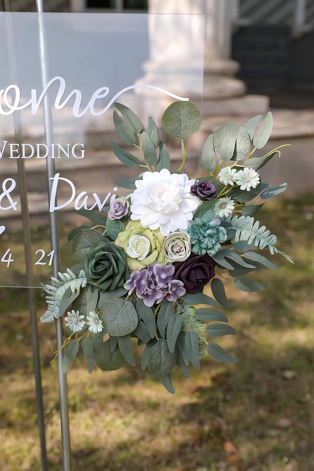 Purple Faux Flower Swag Set of 2 for Wedding Welcome Signs Floral