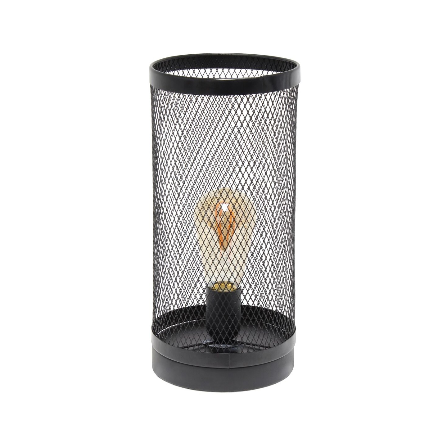 Mod Lighting and Decor Wired Mesh Cylindrical Table Lamp - 12.75&#x22; - Black