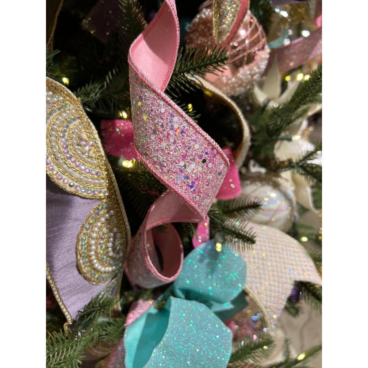 2.5&#x22; Glitter Confetti Ribbon: Pink (10 Yards)