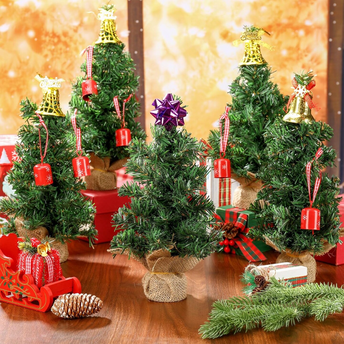 Tabletop 6 Pcs Mini Christmas(Simple Style)11&#x22;D x 3&#x22;W x 7&#x22;H