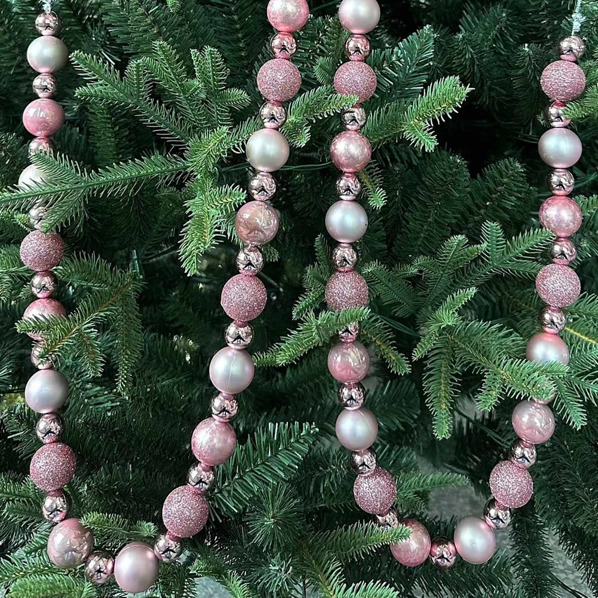 72″ Ball Ornament Garland – Shiny Ornament Ball Holiday Decoration