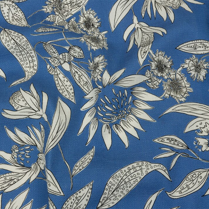 1 Yard Light Blue Illustrated Cultivation Stretch Cotton Woven Fabric