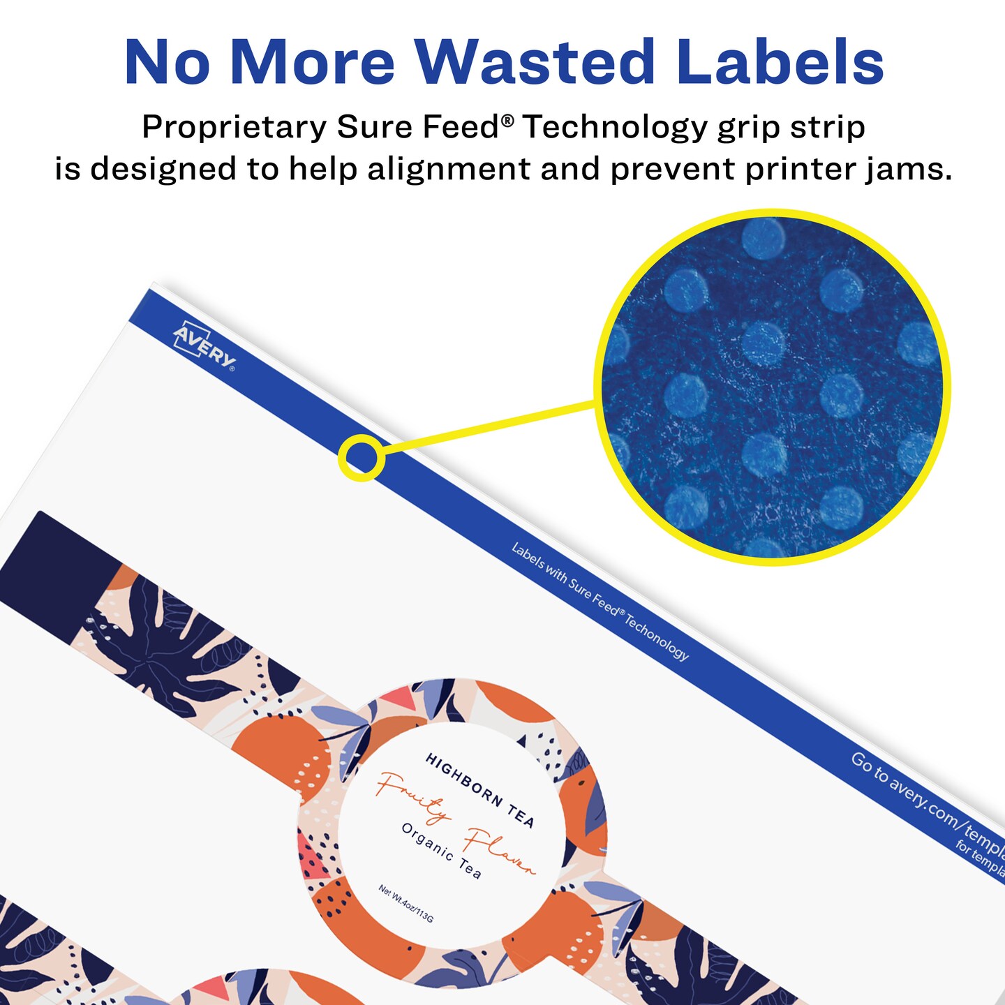 Avery Glossy White Wraparound Labels with Sure Feed, 2-3/8" x 8"