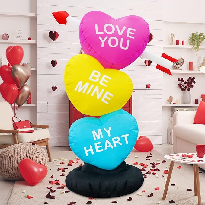 GOOSH 4 FT Valentines Day Inflatables Three Hearts for Wedding Party