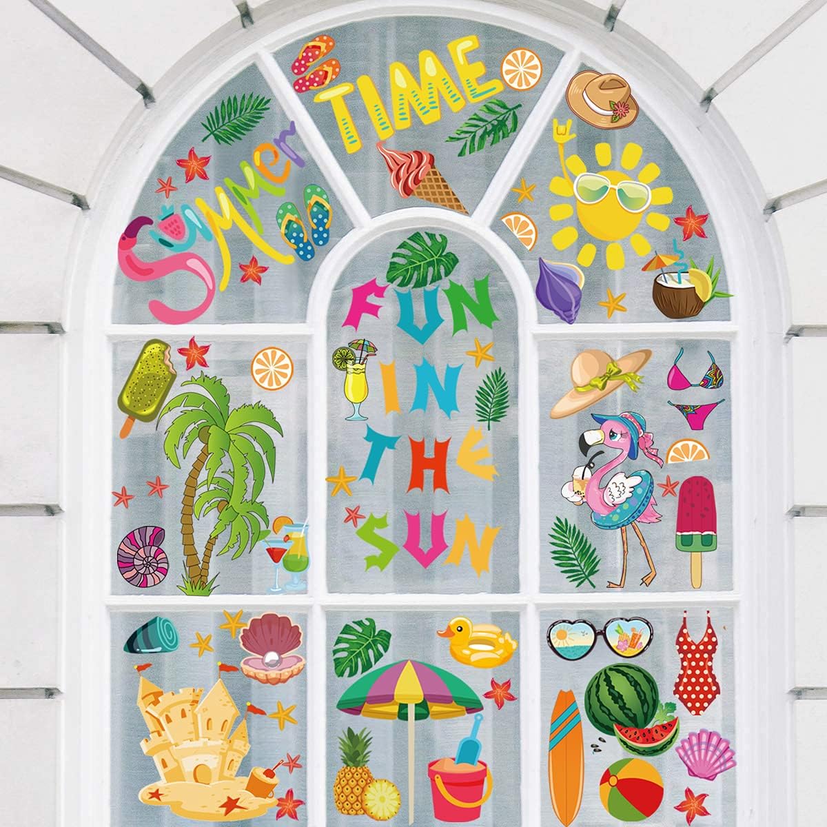 Summer Window Clings 8 Sheets (Multicolor)
