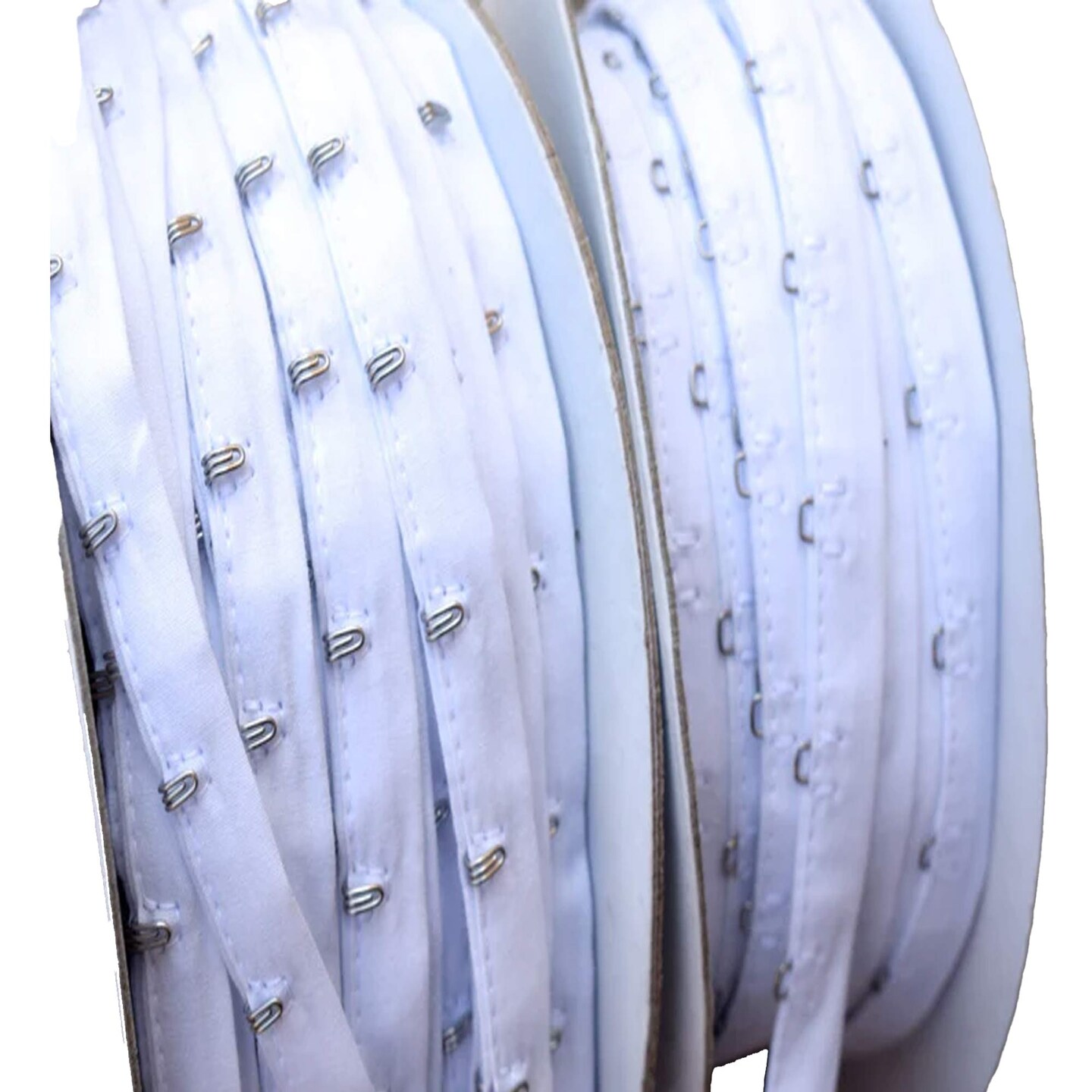 White Hook and Eye Tape Set &#x2013; 1 Yard, 1/2&#x22; Each Side, Silver Closure on Cotton Trim