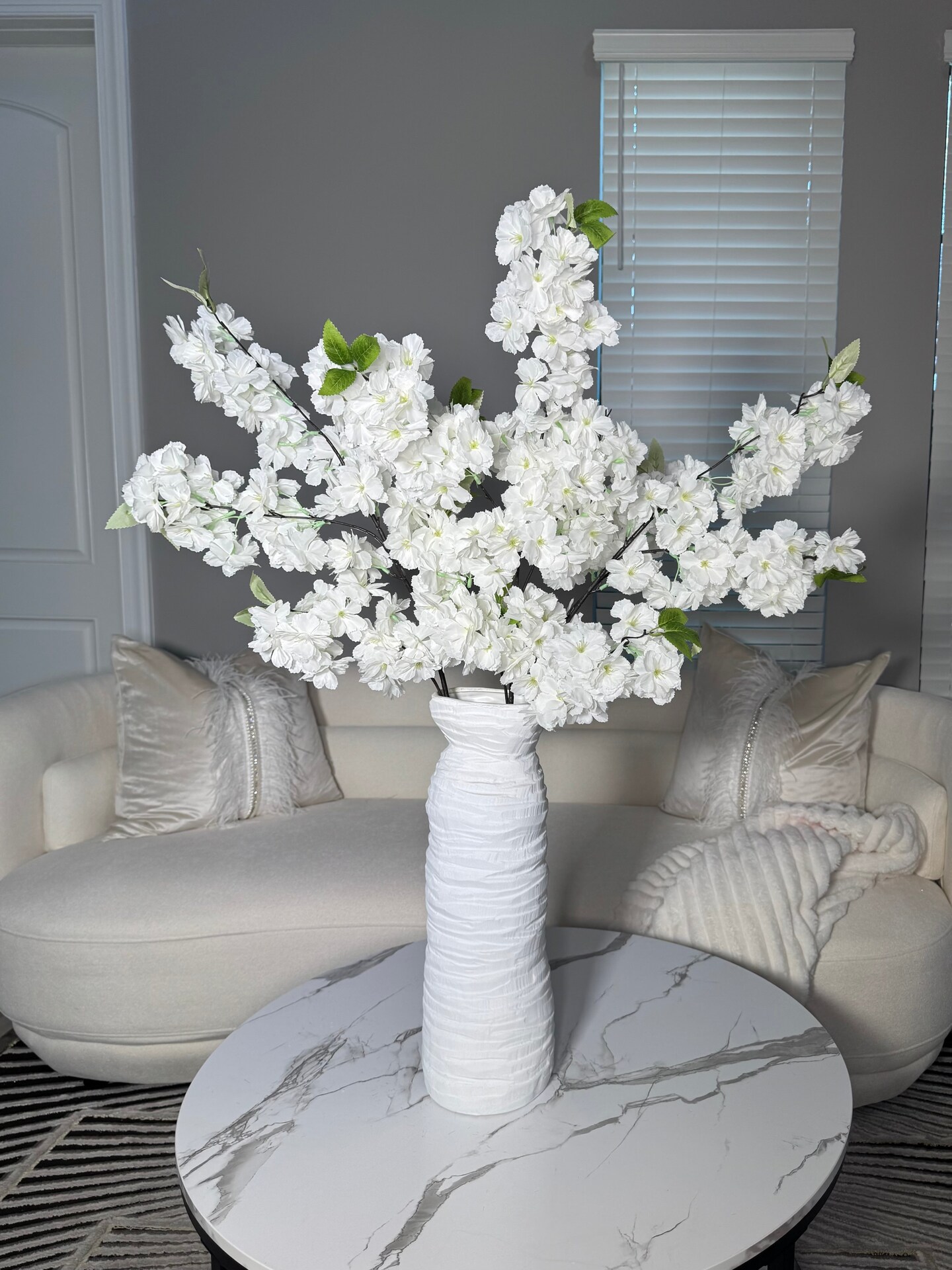 Sienna White Cream Silk Cherry Blossom Flower Set of 3 Branches Pack 40'' Inches