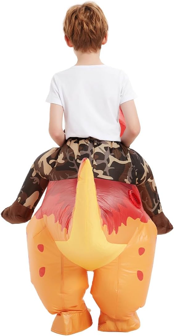 GOOSH Inflatable Ride on Dinosaur Orange Halloween Costume for Kids and Adults