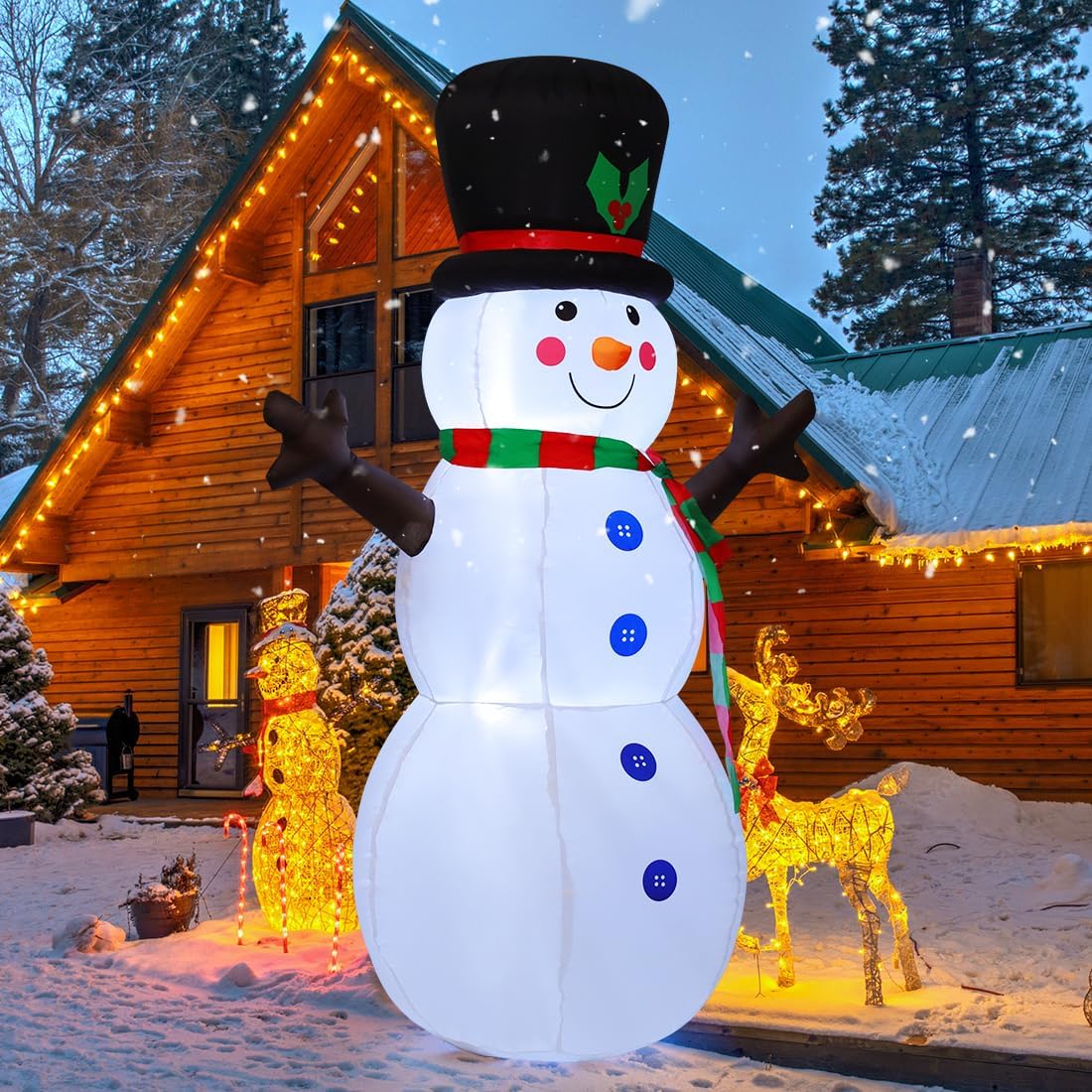 GOOSH 5 FT Inflatable Outdoor Christmas Snowman with Branch Hand