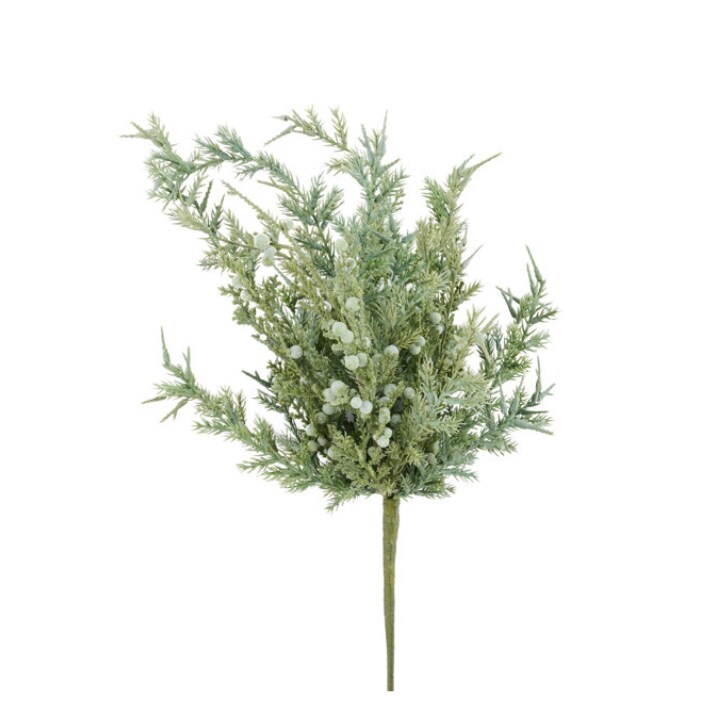 15&#x22; Artificial Juniper Bush | Winter Greenery Stem with Faux Berries-XX7874
