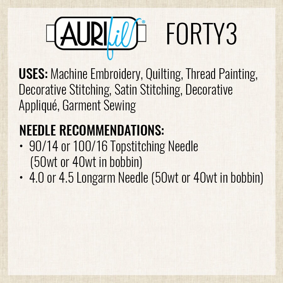 Medium Butter (2130) | Forty3 (40wt, 3ply) Cone (3000M / 3280Y) | Aurifil Thread