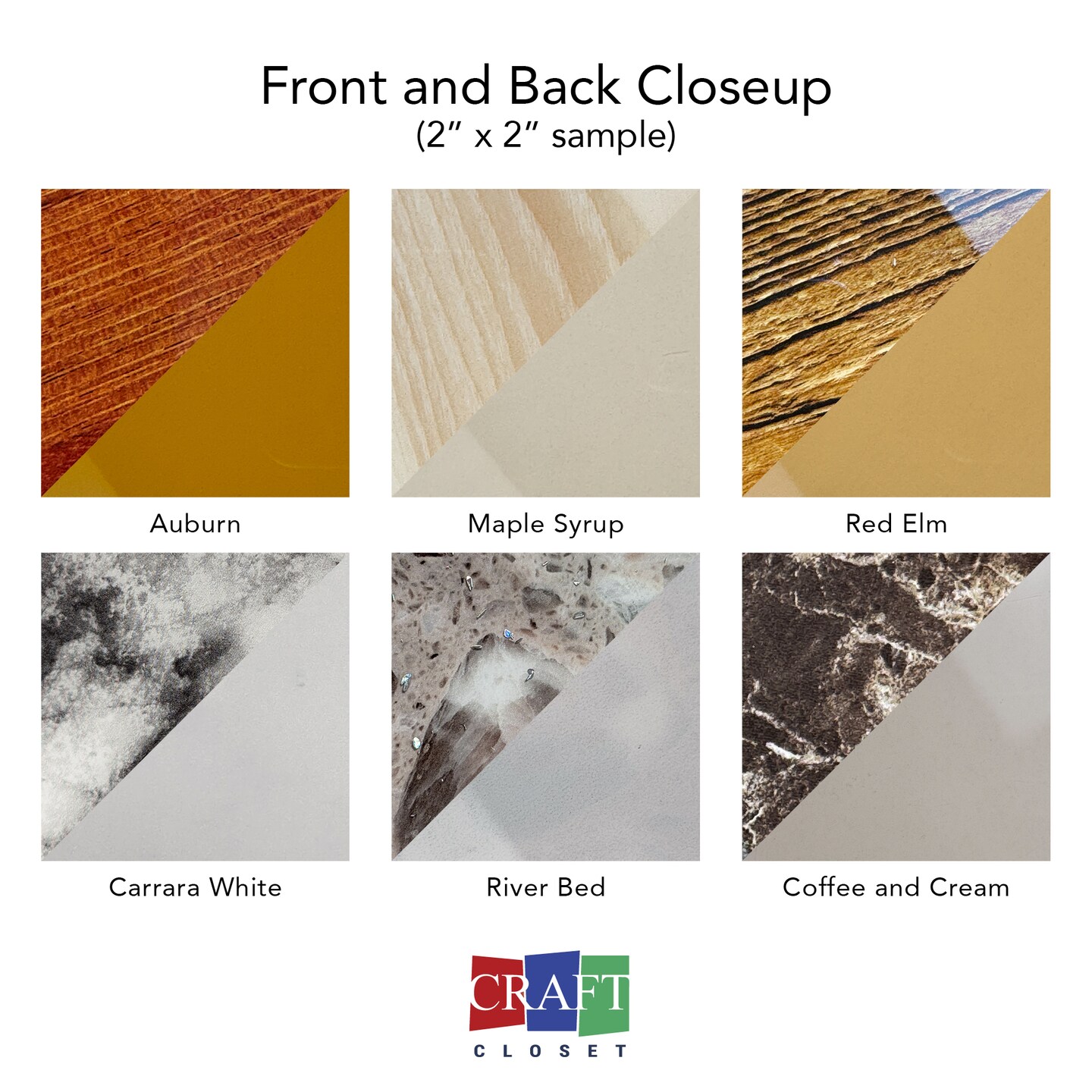 Marble &#x26; Wood Grain Acrylic Variety Pack, Glowforge Ready, 6 Sheets, 1/8th&#x22;, 12&#x22;x19&#x22;, Cast Acrylic, Craft Closet Brand