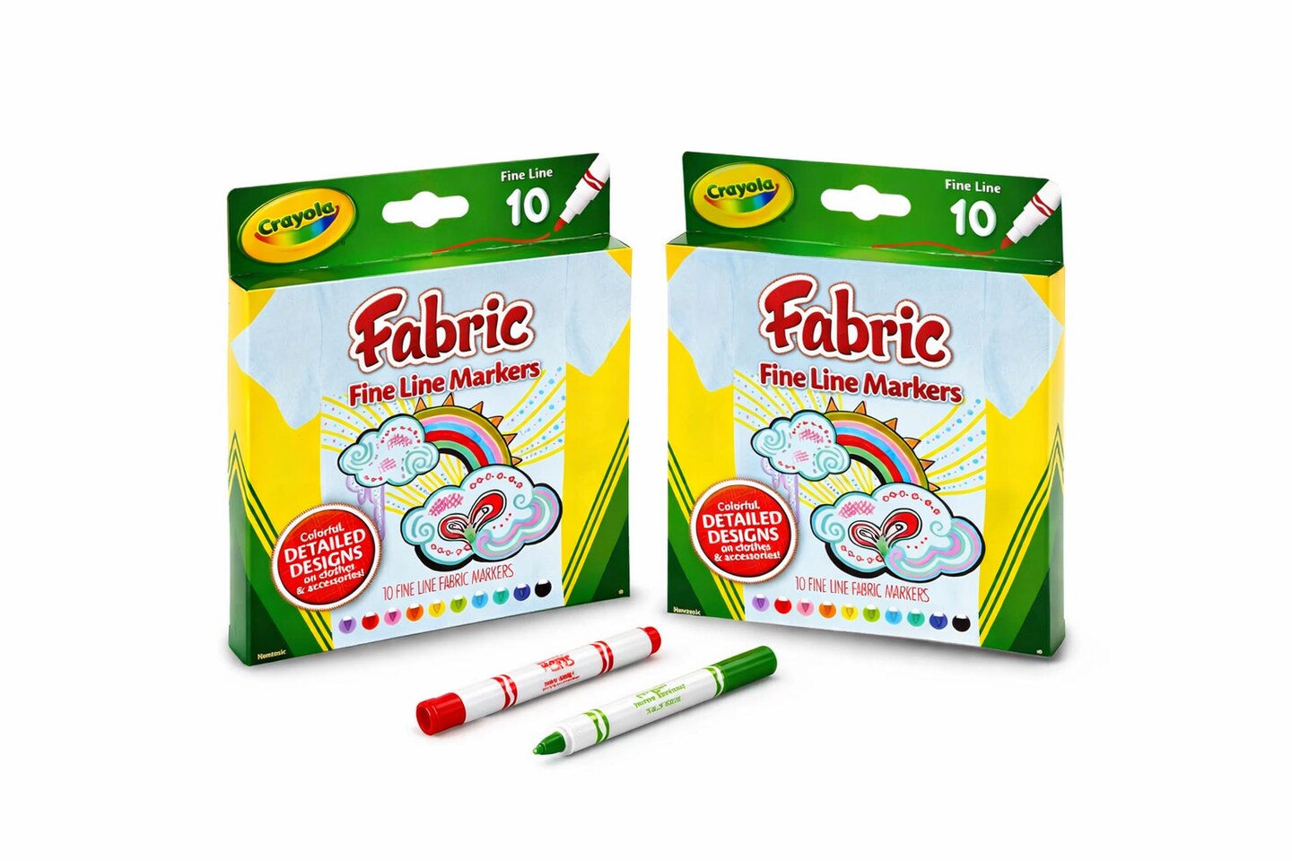 Crayola Fabric Markers, Fine Line, 10 Count – Permanent Fabric Markers for Shirts, Totes & Crafts