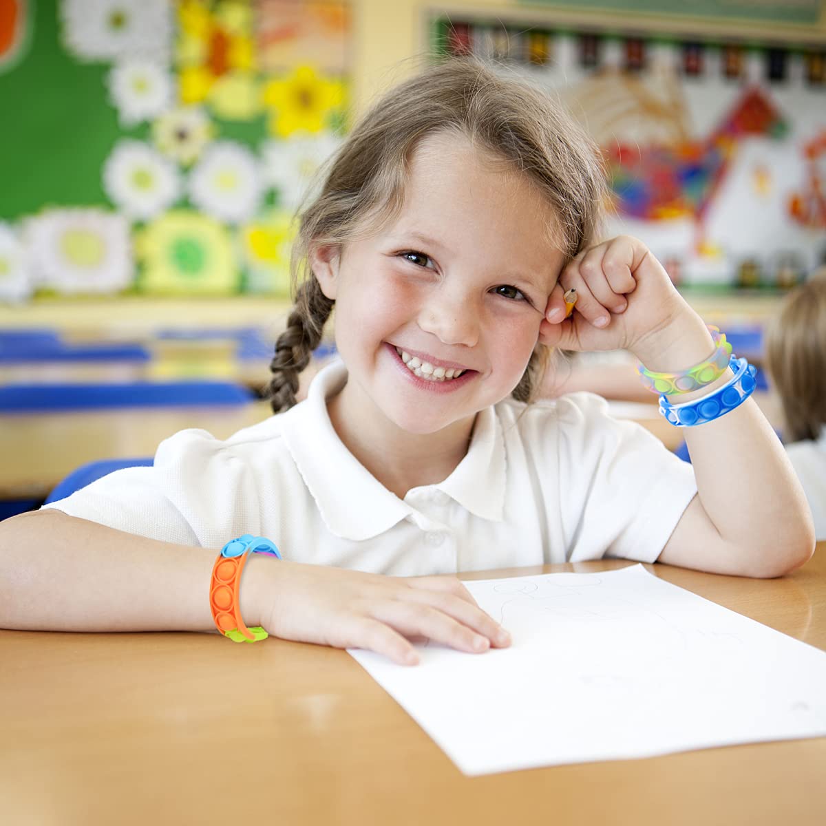 120 Pcs Pop Bracelet Bubble Fidget Sensory Toys for Party Favors, Pop Keychain Bulk for Classroom Prizes, Easter Egg Basket Stuffers Christmas Valentine Gifts for Kids Students