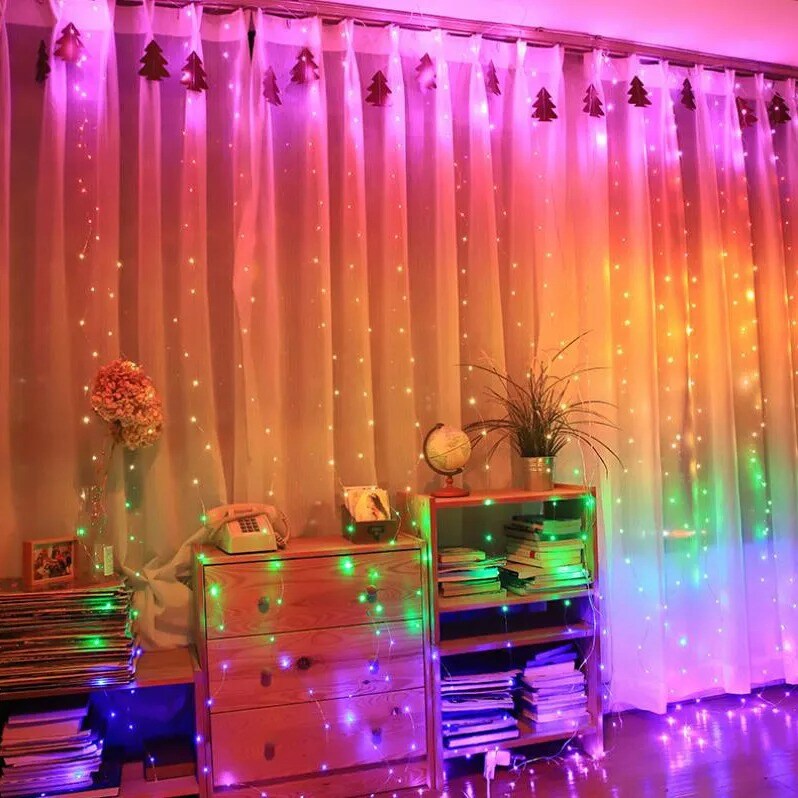 3M 280 LED Rainbow Curtain Fairy Lights Wedding Indoor Outdoor Christmas Party