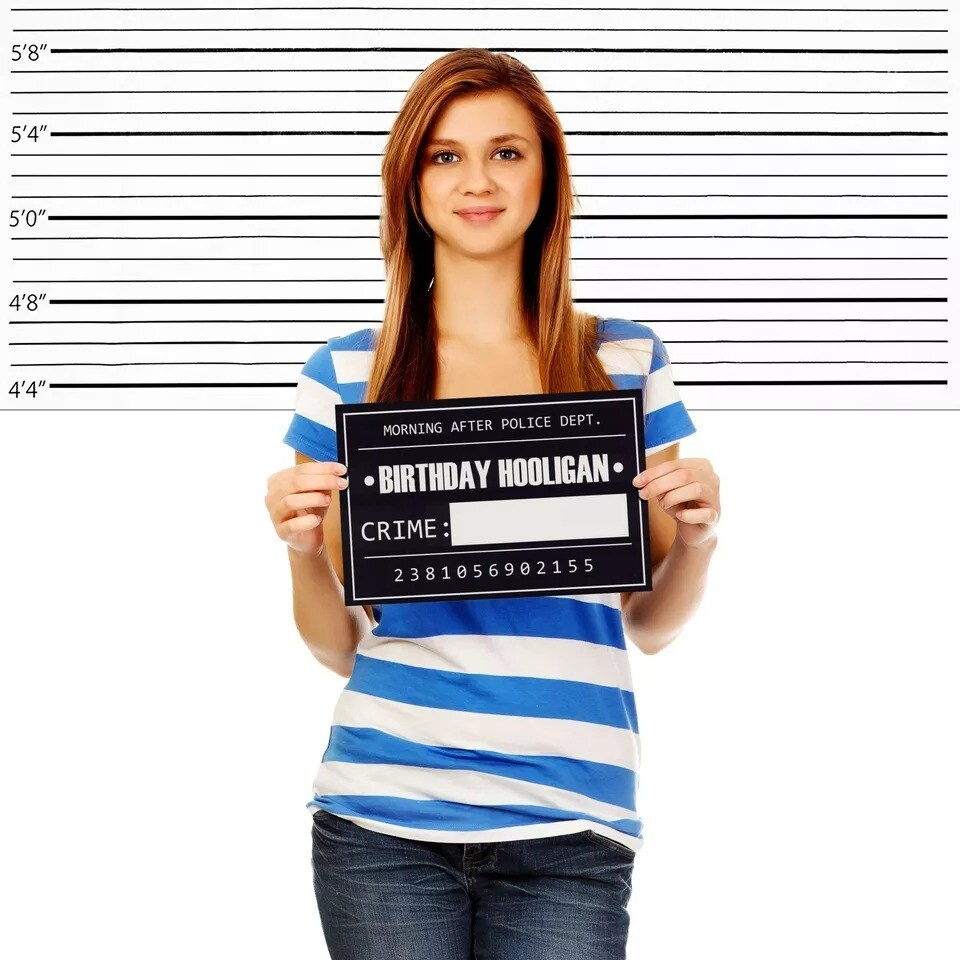 25 Pack Mugshot Backdrop with Height Chart for Birthday, Wedding, Halloween