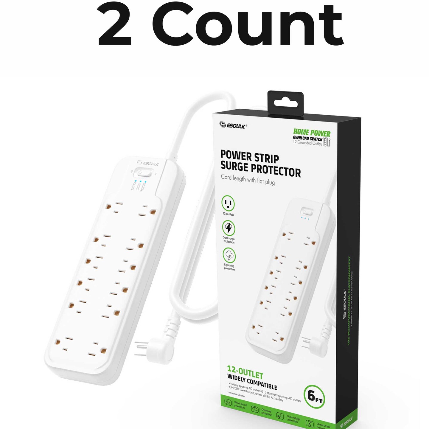 12-Outlet Power Strip &#x26; 6ft Power Cord