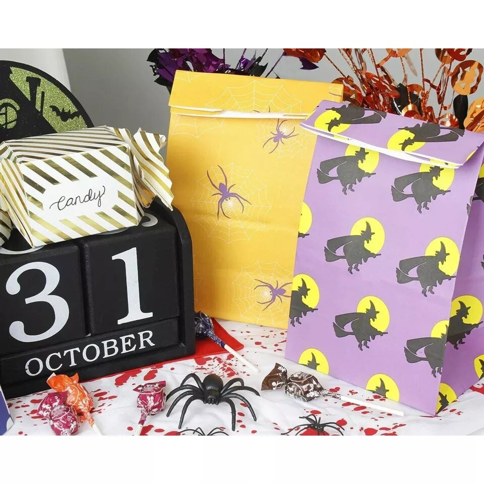 36 Pack Halloween Gift Bags, Trick or Treat Party Paper Favor Goodies Candy Bag