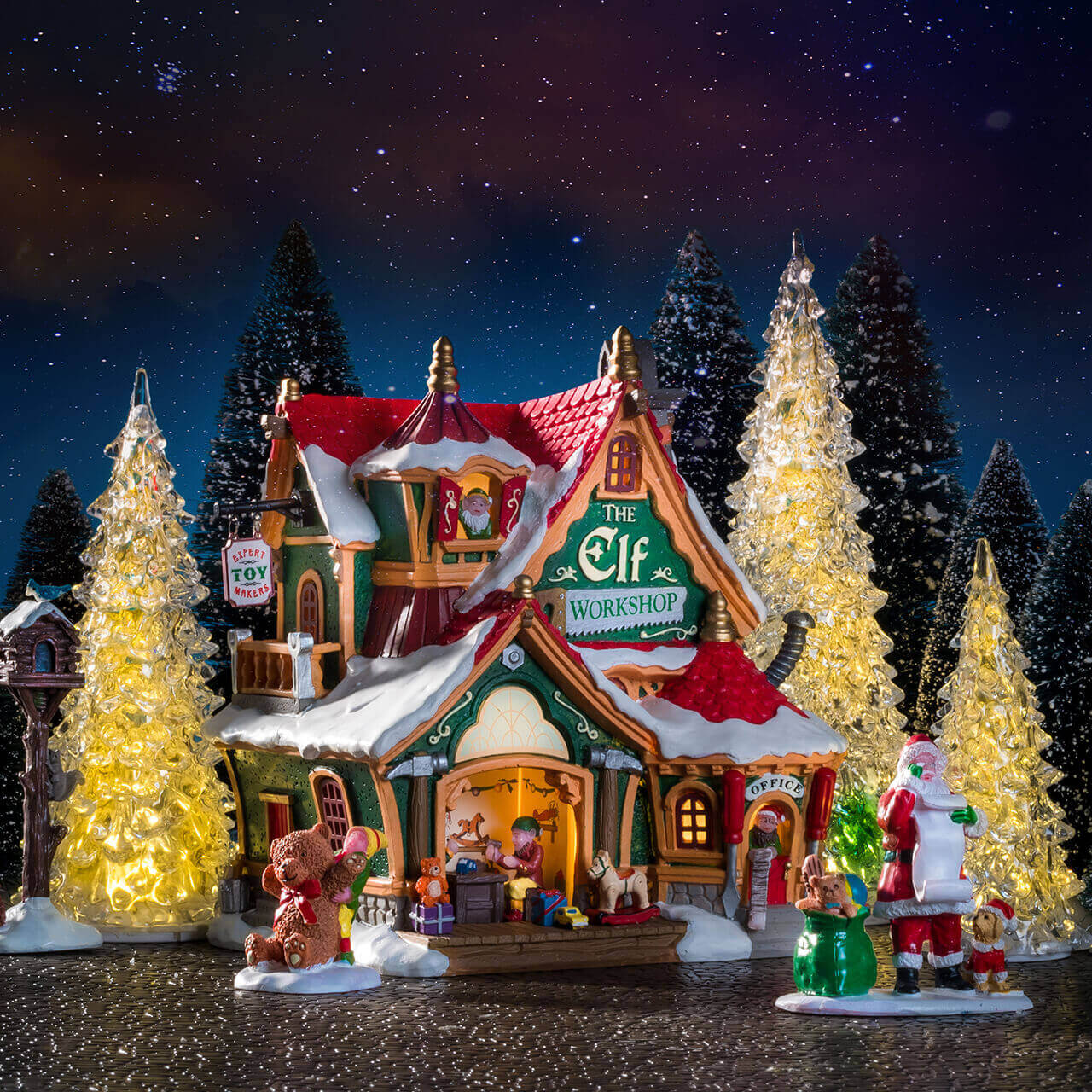 LEMAX Crystal Lighted Tree, 3 Color Changeable, Large, Battery Operated (4.5V) #94515
