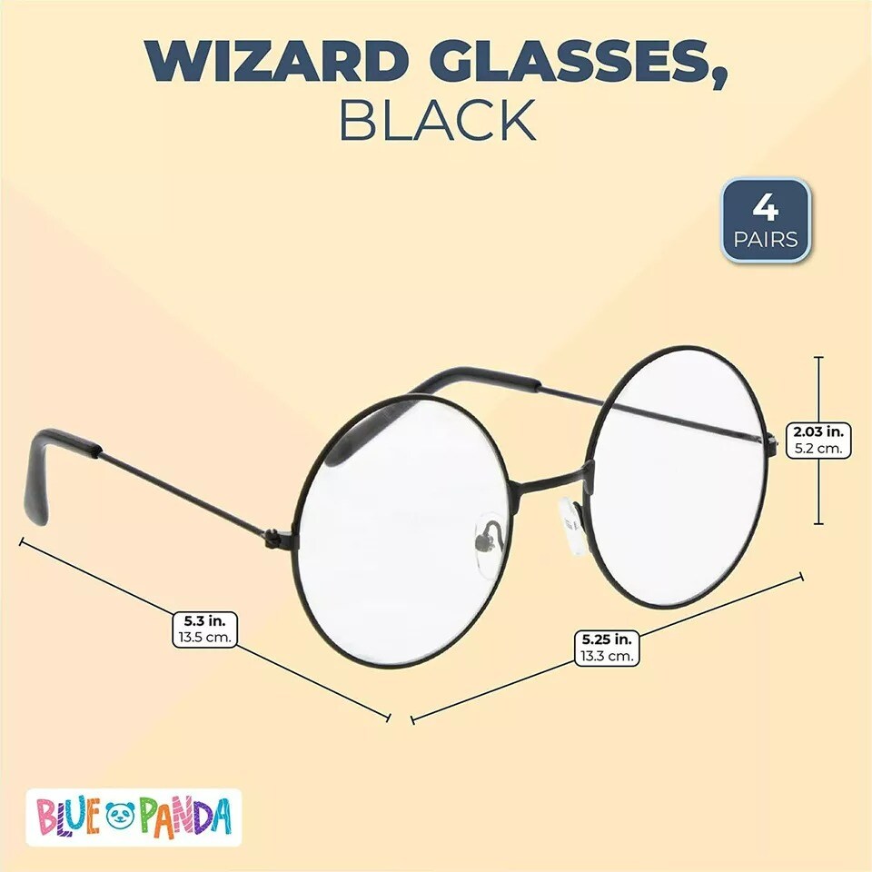 Wizard Glasses, Halloween Costume Accessories (Black, 4 Pack)