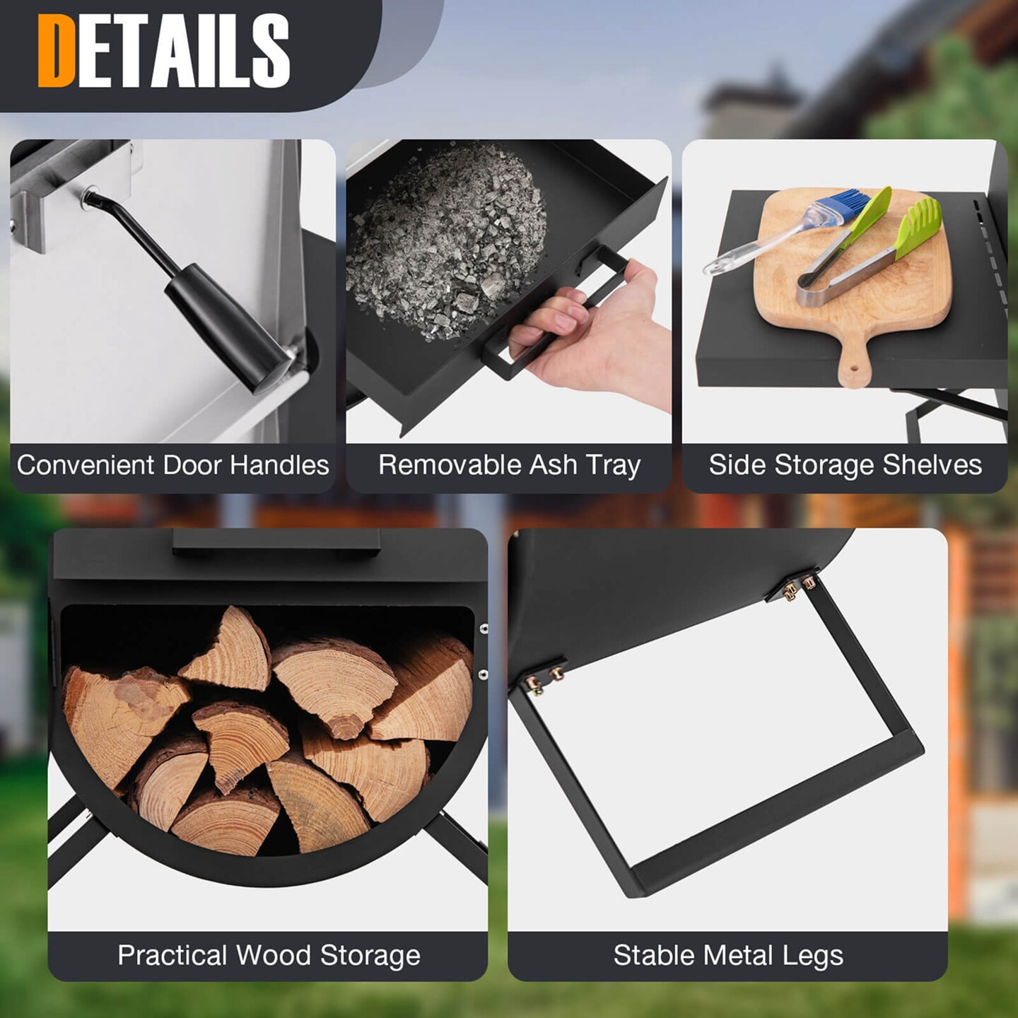 Costway Outdoor Pizza Oven Wood Fired Pizza Oven with 600D Oxford Fabric Cover