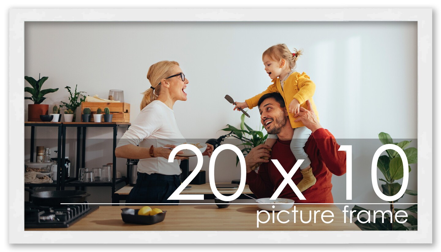 20x10 Solid Wood Picture Frame with UV-Resistant Acrylic & Acid-Free Backing, Available in 6 Finishes: Matte Black, Matte White, Metallic Bronze, Silver, Natural Wood Grain & Mahogany