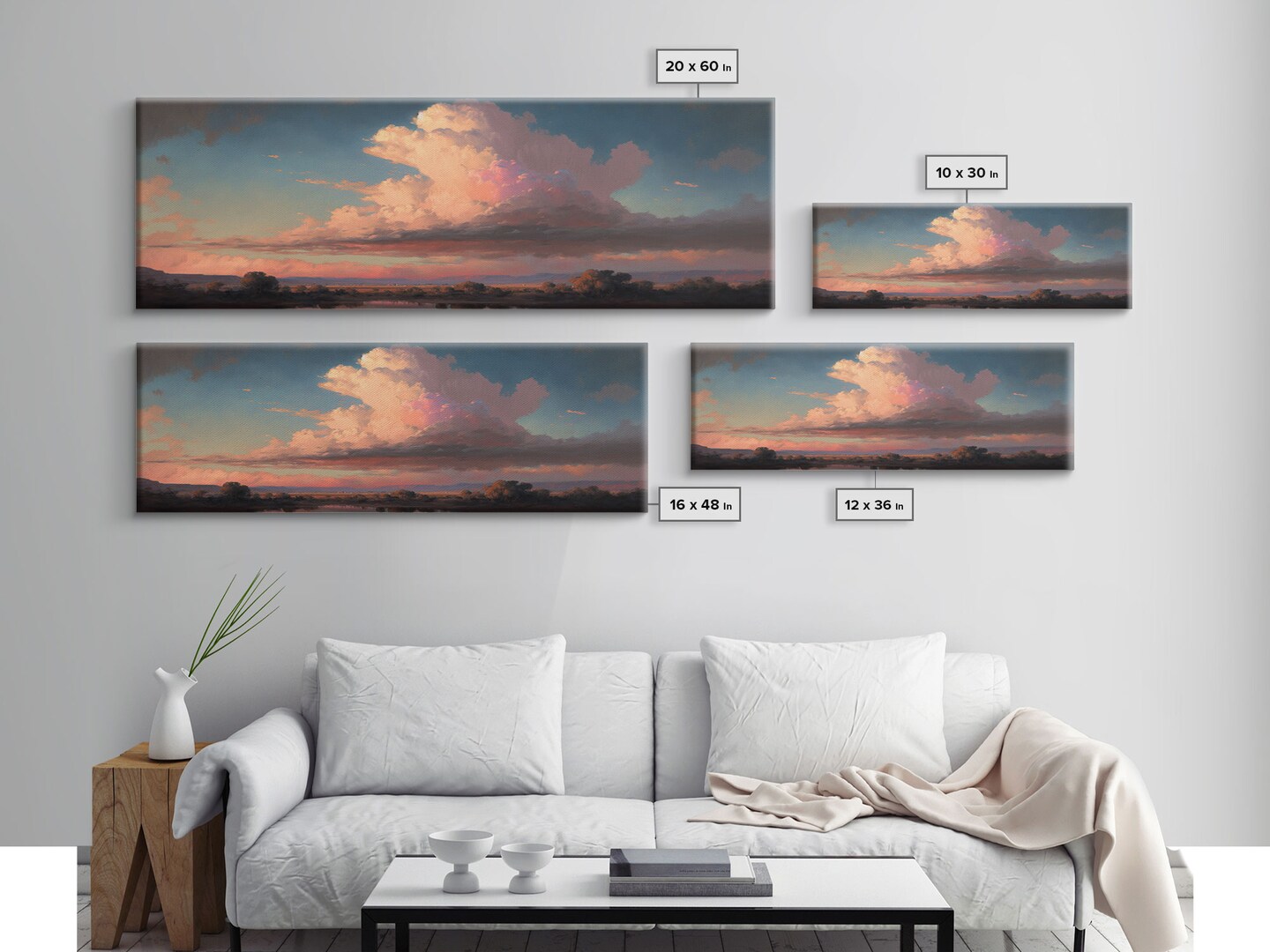 Panoramic Framed Canvas Texas Prairie Sunset Wall Art, Living Room, Bedroom Decor, Sunset Art, Watercolor Painting, Original Artwork 18-113 product 7