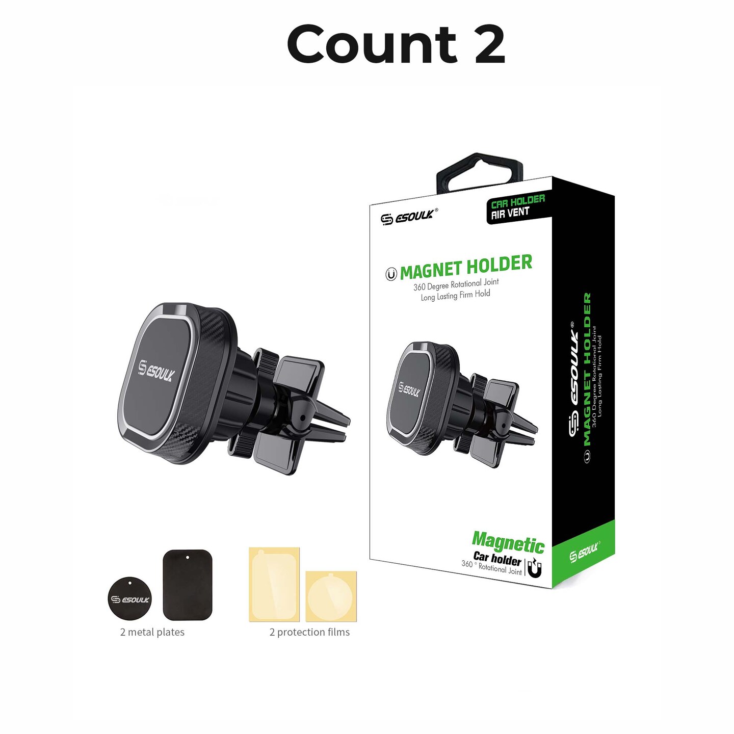 Esoulk Magnet Air Vent Holder Black 6/72