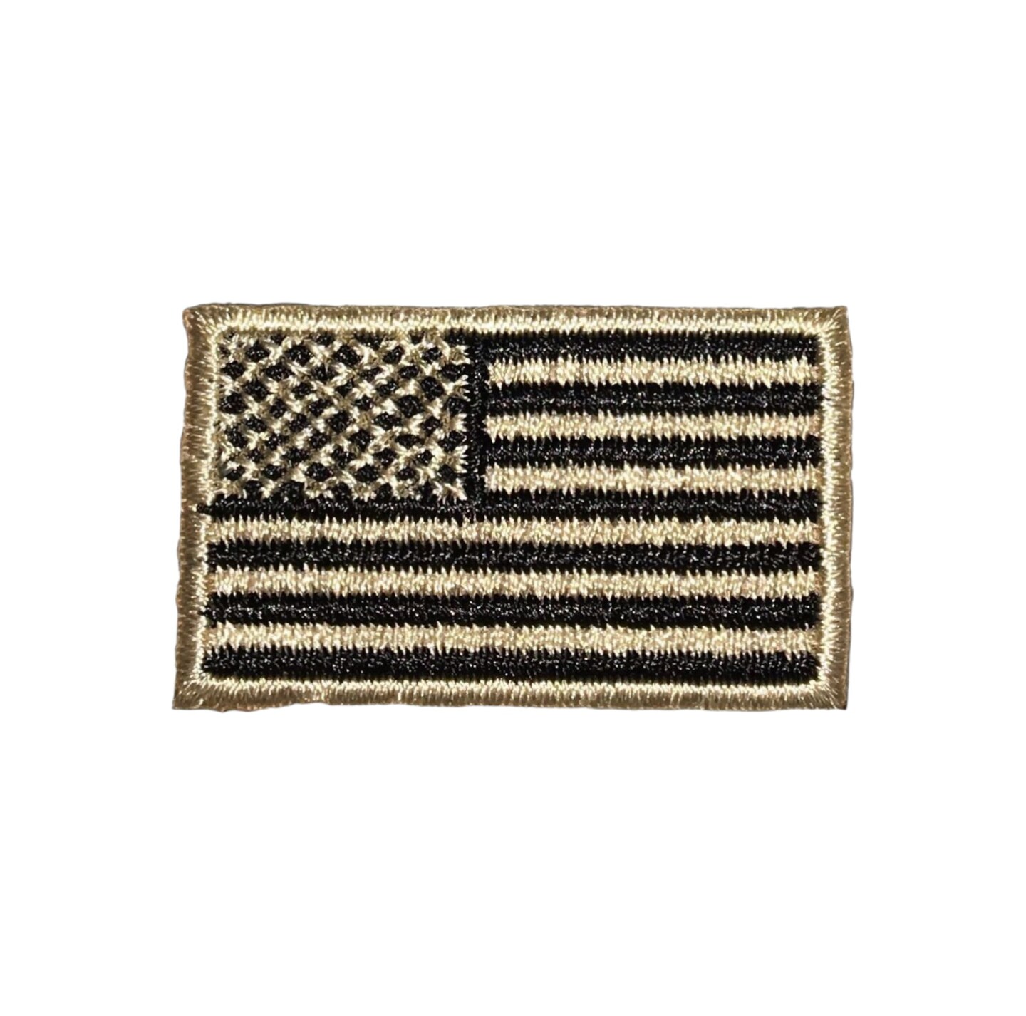1.5 inch Small US American Flag - Black/Tan Embroidered, Iron on Patch