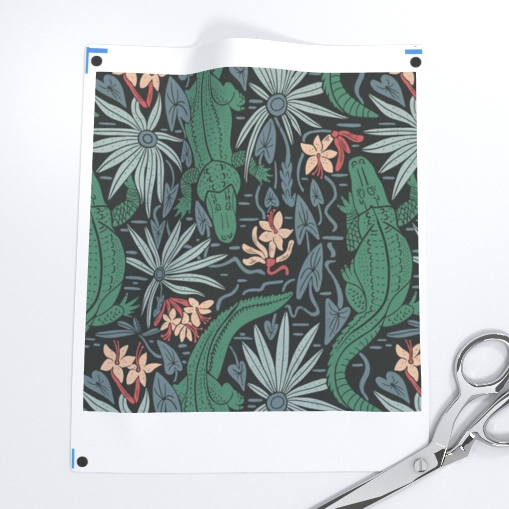 Green Colorful Crocodile Alligator Reptile Southern Diagonal Stripe Jungle Tropical Medium Scale Custom Printed Fabric by Spoonflower Various Fabrics by the Yard or Fat Quarter