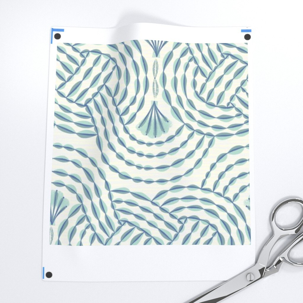 Nautical Rope Sea Shells Blue Grey And Ivory Coastal Beach Custom Pre-pasted Wallpaper by Spoonflower Pre-Pasted Wallpaper 2FT Wide