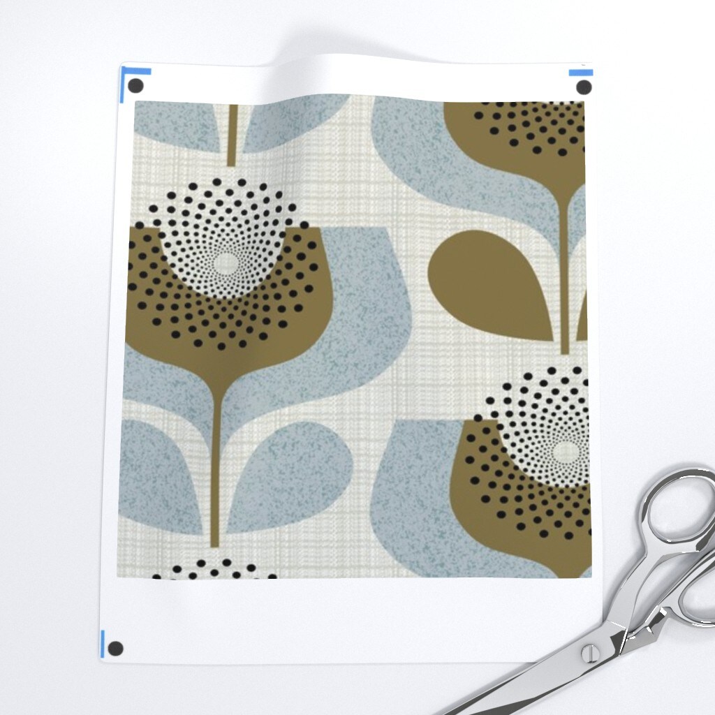 Neutral Botanical Geometric Flowers 70S Inspired Shapes Custom Removable Wallpaper by Spoonflower Peel & Stick Wallpaper 2FT Wide