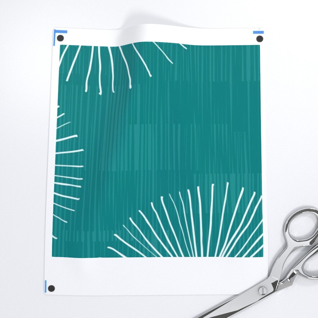 Mid Century Mod Circle Snowflake Minimalist Geo Dandelion White Blue Mod Christmas Custom Pre-pasted Wallpaper by Spoonflower Pre-Pasted Wallpaper 2FT Wide