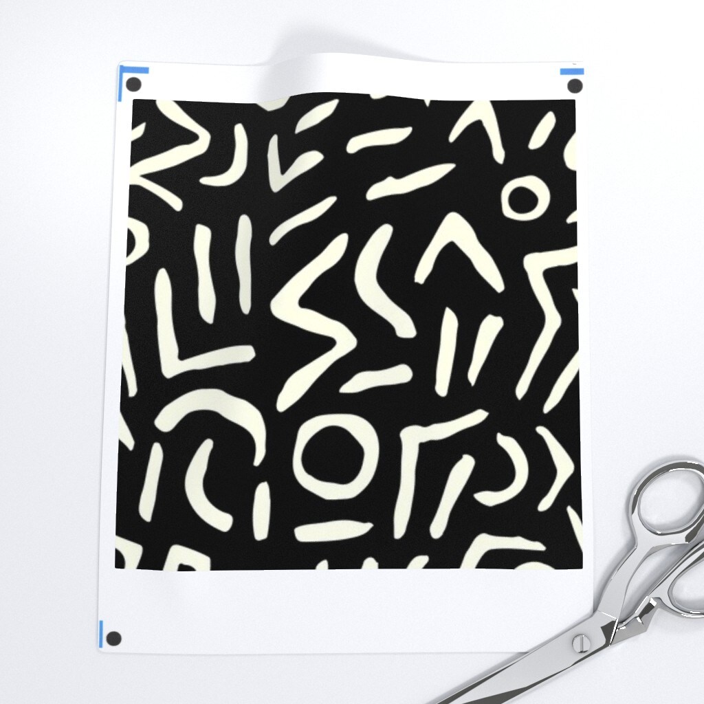 Geometric Abstract Bold Graphic Artistic Tribal Style Black Ivory Custom Pre-pasted Wallpaper by Spoonflower Pre-Pasted Wallpaper 2FT Wide