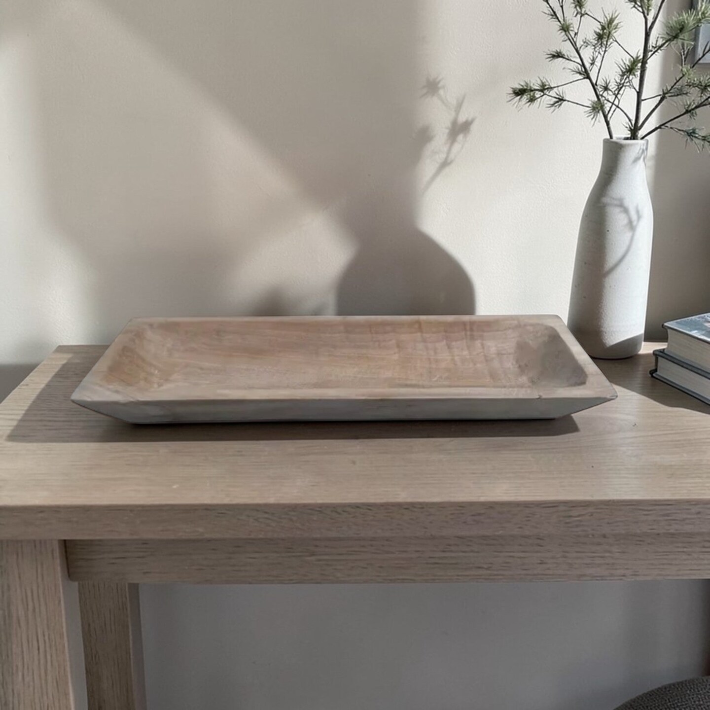 Honey Brown Paulownia Wood Rectangular Decorative Tray Centerpiece Base-AW984730