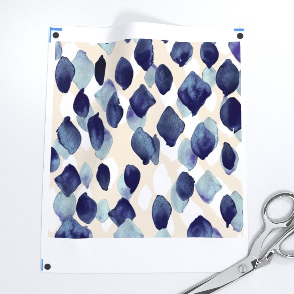 Watercolor Drops Abstract Nature Diamond Indigo Blue Custom Removable Wallpaper by Spoonflower Peel & Stick Wallpaper 2FT Wide