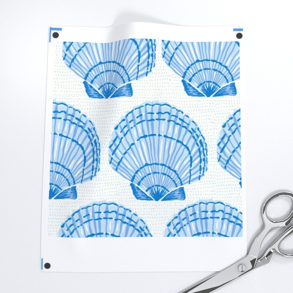 Summer Seashells Coastal Beach Hand-Drawn Sea Ocean Underwater Custom Printed Fabric by Spoonflower Various Fabrics by the Yard or Fat Quarter