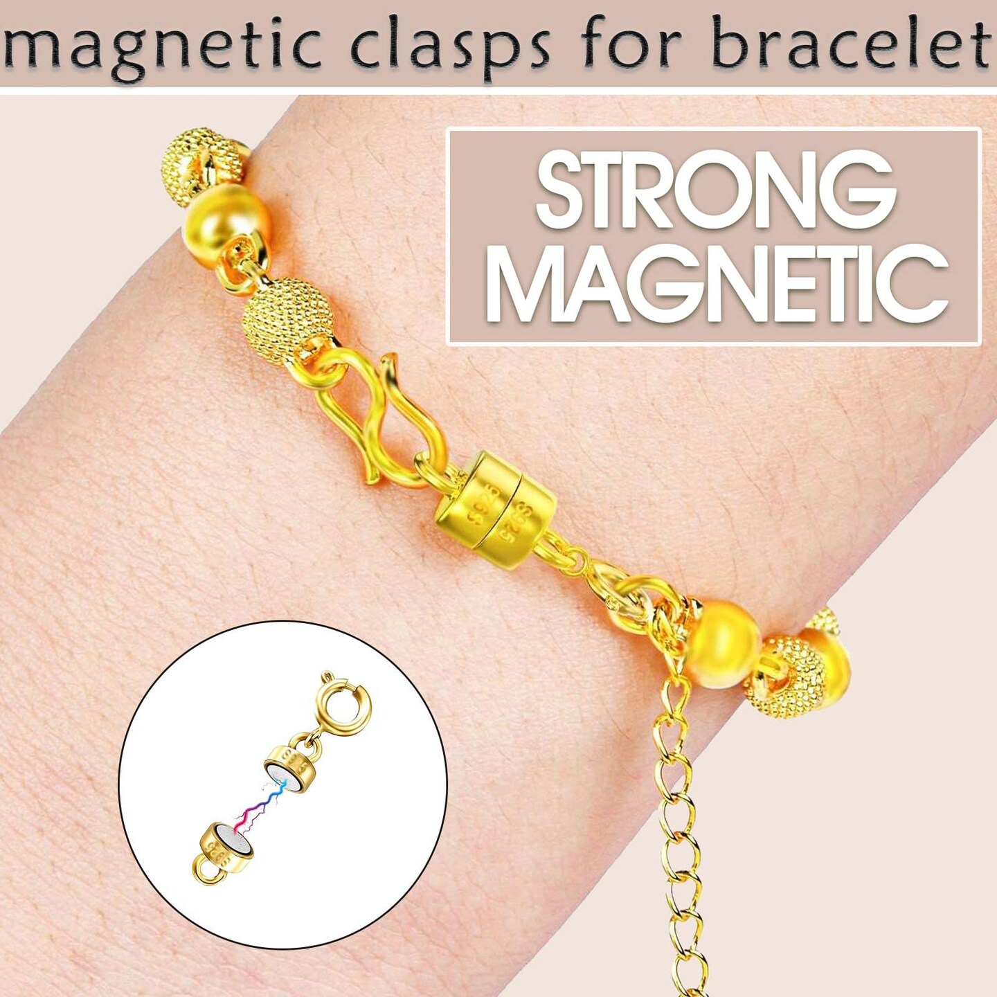 925 Sterling Silver Magnetic Necklace Clasps and Closures,Gold and Silver Magnetic Clasp Converter for Jewelry Making Supplies,Chain Extender Connector for Small Necklace Bracelet
