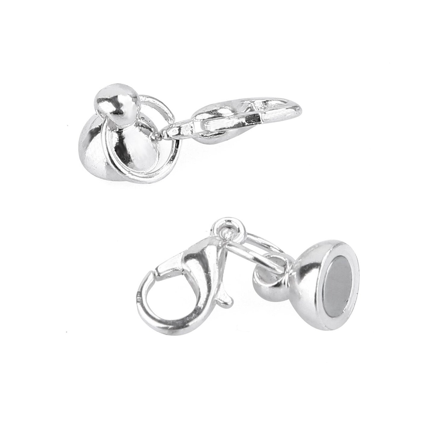 16 Pcs Magnetic Lobster Clasps for Jewelry Necklace Bracelet, Rhinestone Ball and Cylindrical + Ball Tone Lobster Clasp