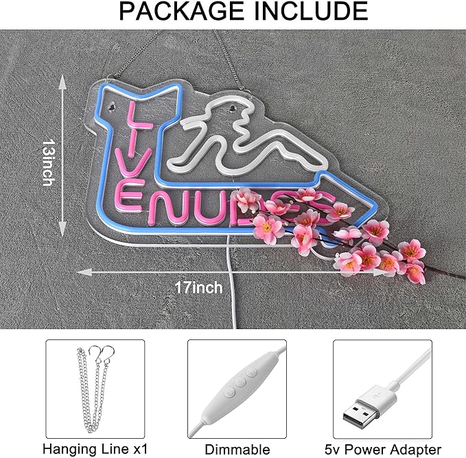 Live Neon Sign for Wall Décor Girls LED Batchroom Changing Room Restroom Neon Signs with Dimmer Light Decor