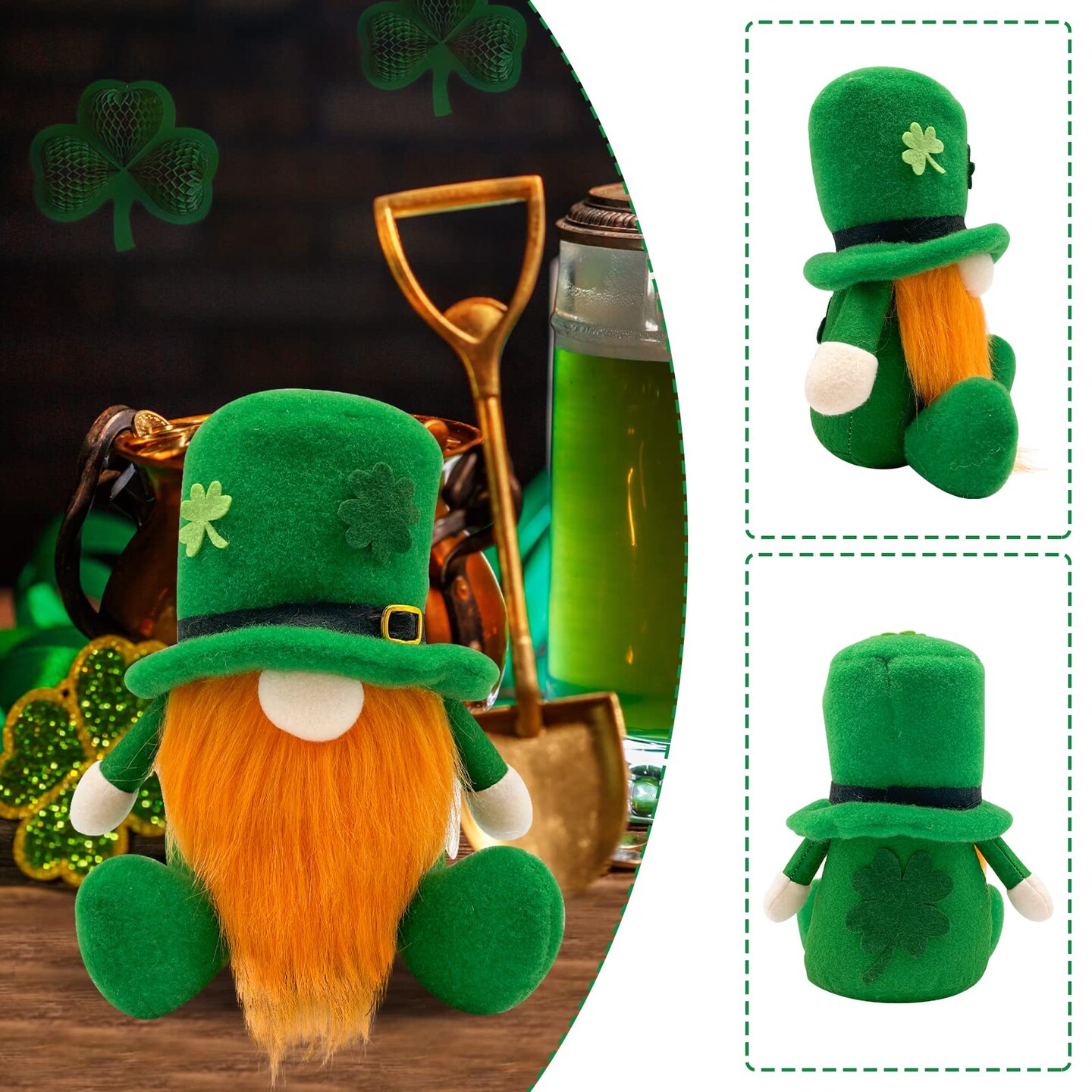 St Patricks Day Decorations - St Patricks Day Decor - Leprechaun Doll, St Patrick's Day Plush Shamrock Gnomes Decorations for Home, Office - Green St. Patricks Day Table Centerpiece - Irish Gifts