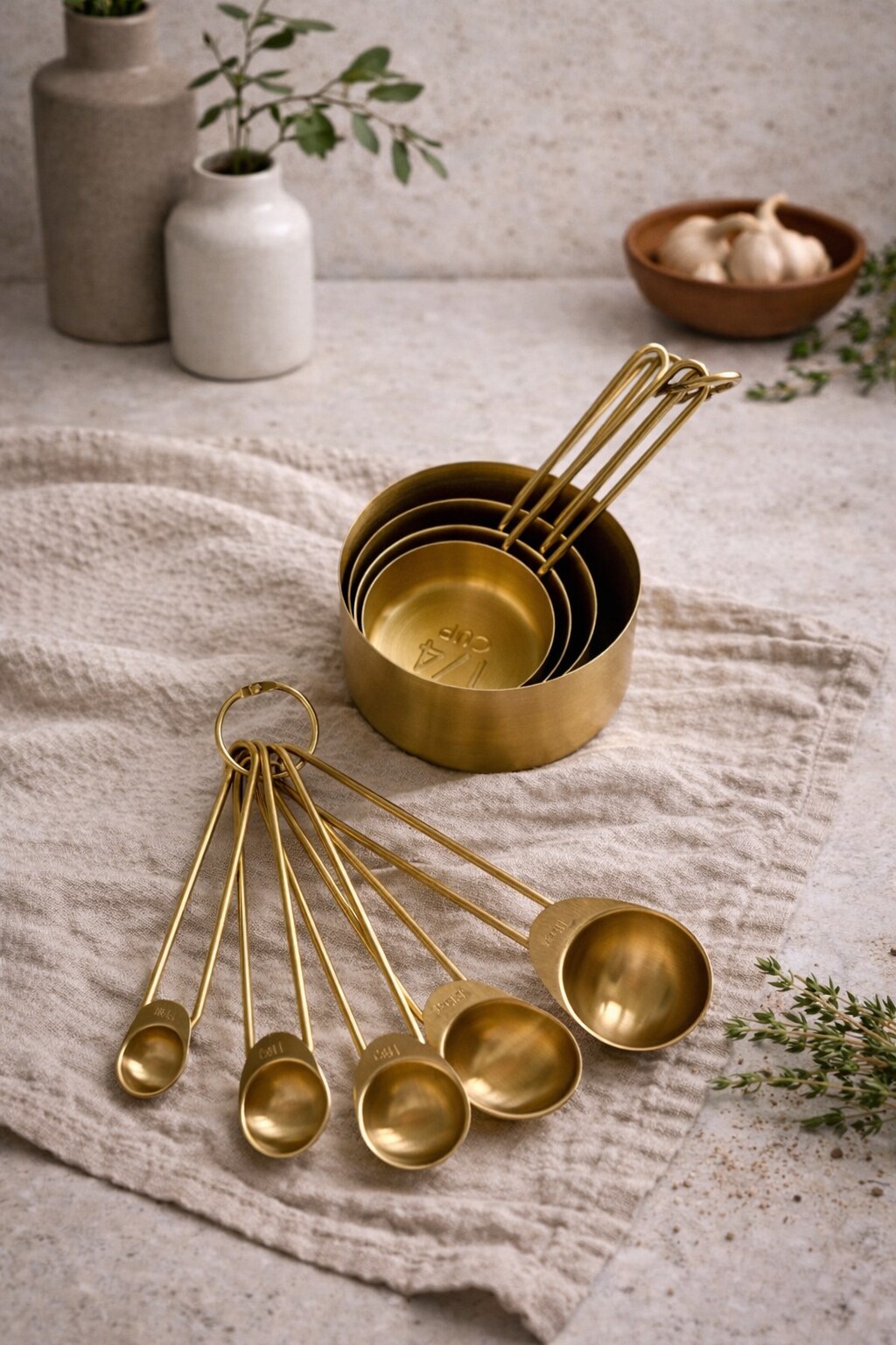 Solid Gold Measuring Cups & Spoons Set of 8 – Elegant & Functional