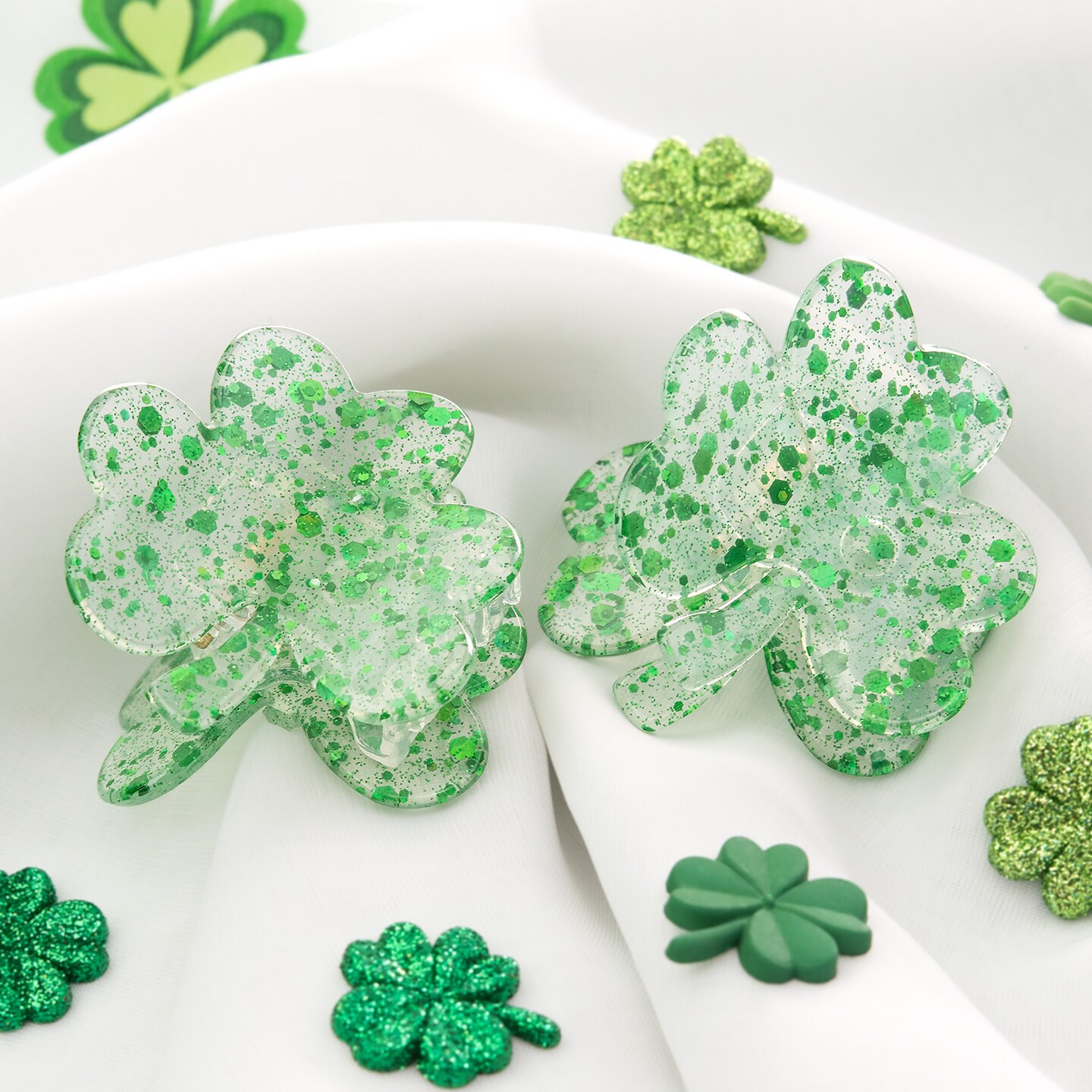 CityxCity St.Patrick's Day Set of 2 Clover & Sparkles Hair Clips