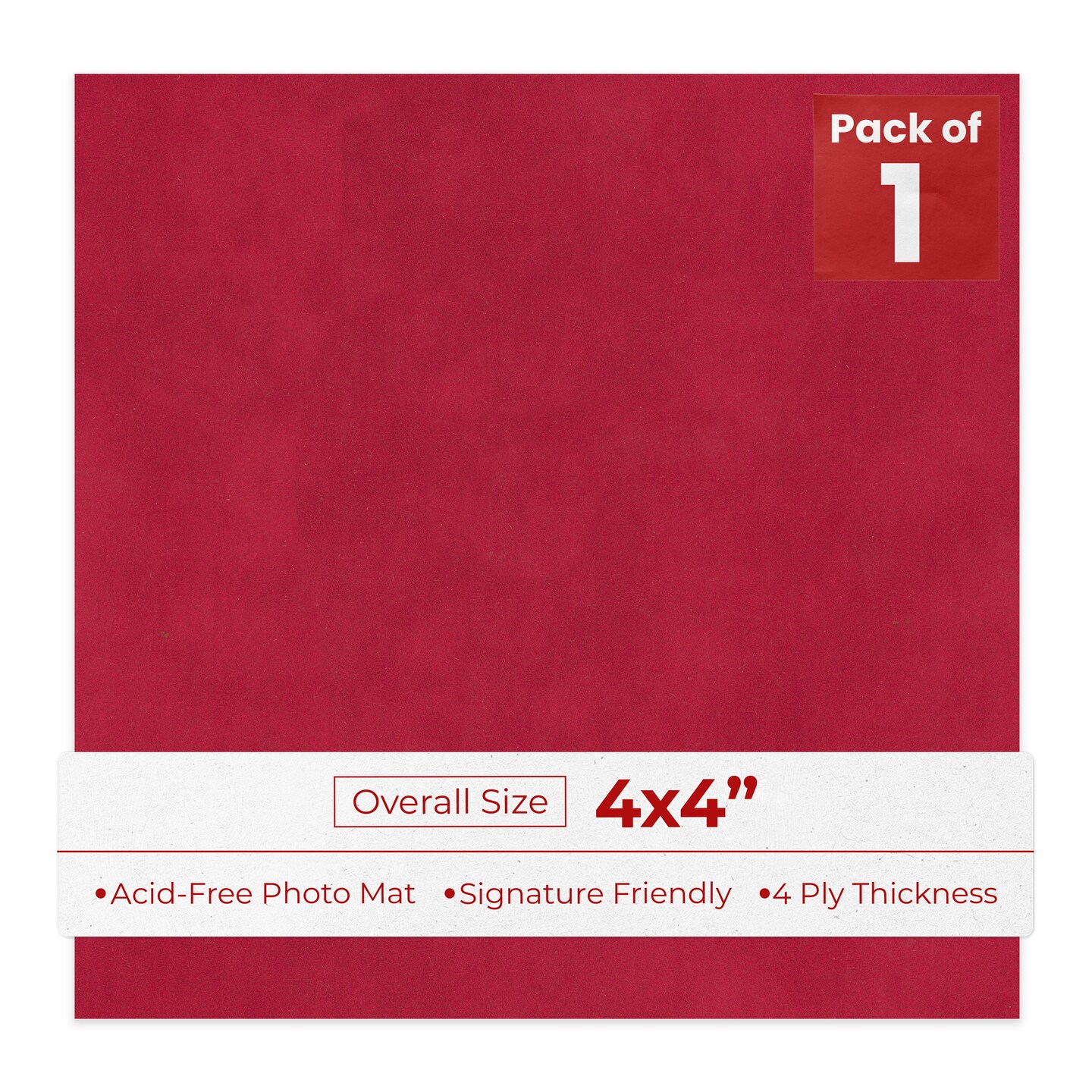 Red Suede 4x4 Inch Uncut Mat Board - Blank Sheets, No Opening