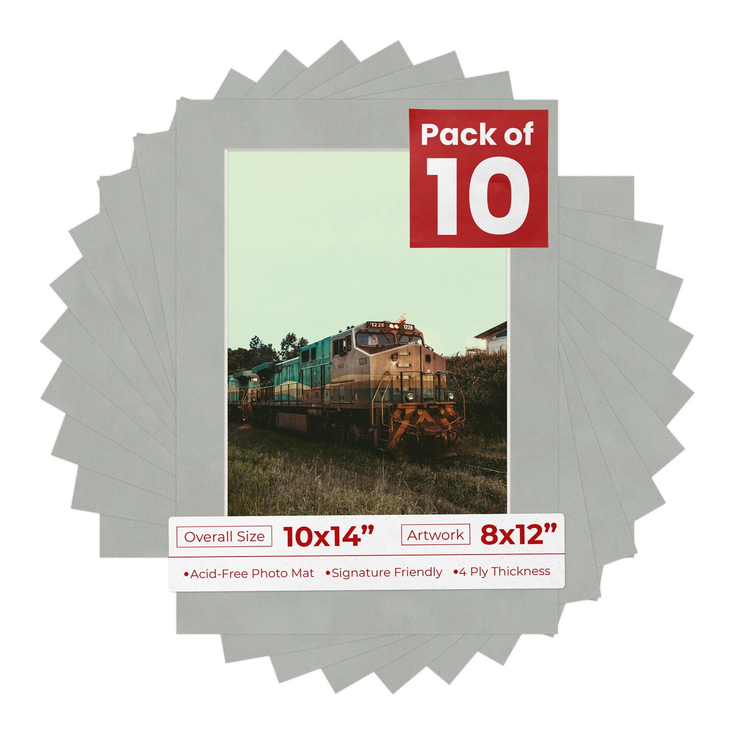 Light Grey Suede Mat Board for 10x14 Frames - Fits 8x12 Photos