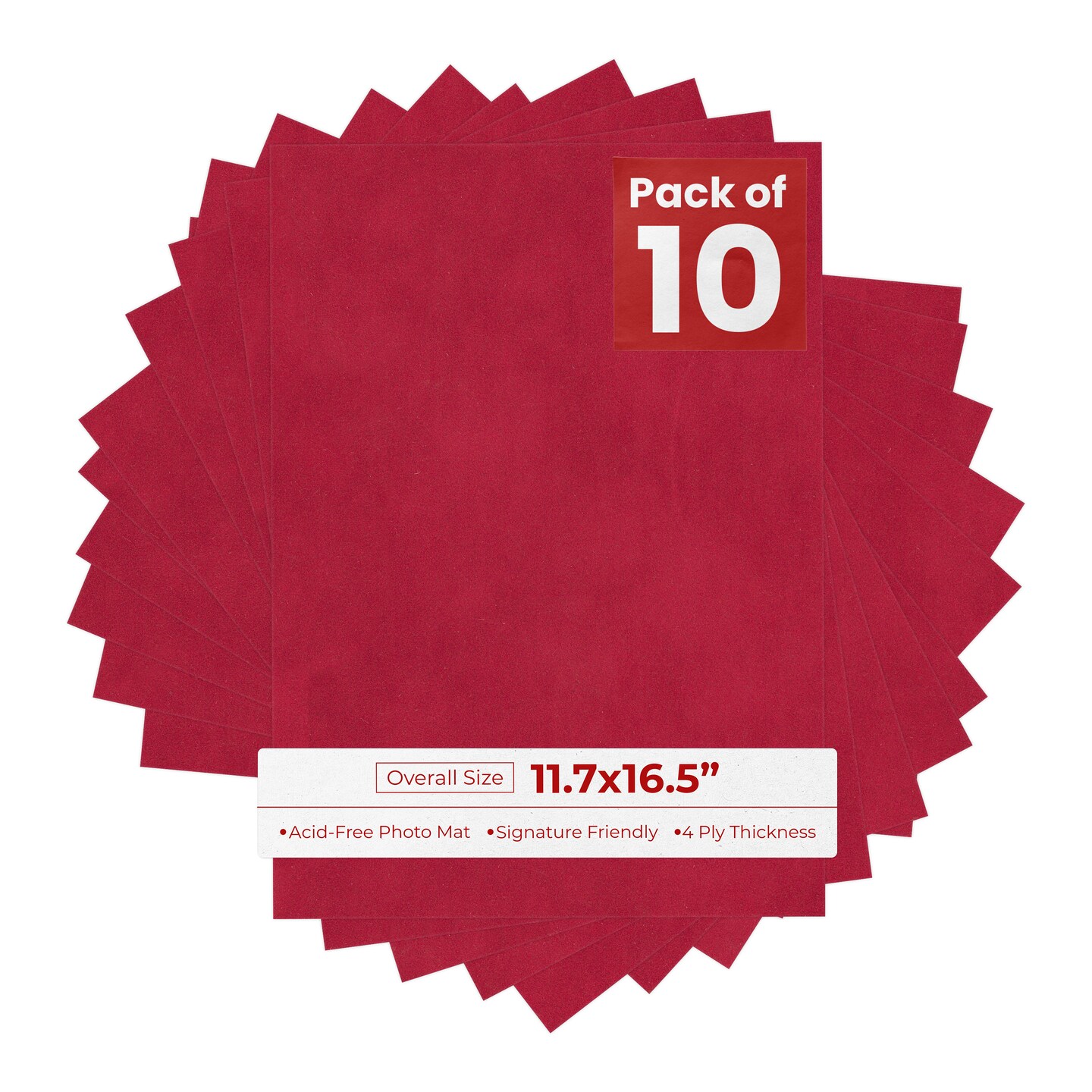 Red Suede 11.7x16.5 Uncut Mat Board - Blank Sheets, No Opening